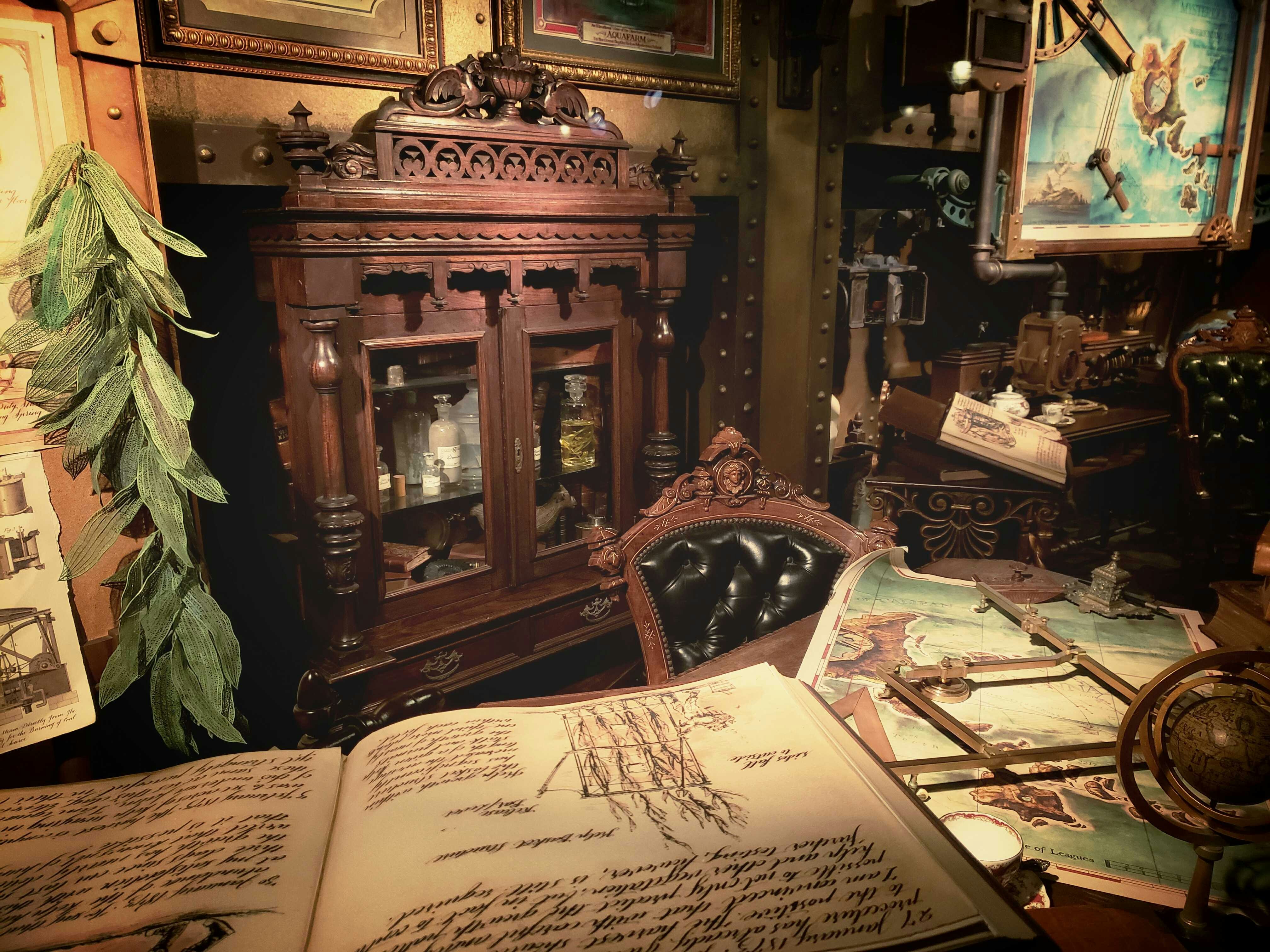 Antique-filled interior with vintage furniture